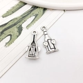DIY antique silver wine bottle and glass charms for earrings and necklace jewelry - Antique Silver Wine Glass