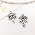 Silver RN caduceus medical pendant for nurse jewelry making charms - RN Caduceus