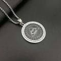 Oog van de Voorzienigheid hanger ketting van titanium staal met witte kristallen in zilver - Alleen zilveren hanger