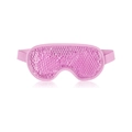 Pink gel bead eye mask for hot and cold therapy with transparent PVC and plush back - Light Red