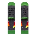 Novelty gray and green cotton socks with Bring Me Ice Tea text on the soles - EU 41-46 / Grey/Green/Ice Tea Letter