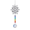 Detail of silver snowflake metal ornament with colorful beads and a faceted crystal ball - Small Snowflake + 20mm Ball