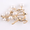 Elegant gold reindeer brooch with white pearls and sparkling rhinestones for women - xz4368A Gold Deer