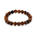 Tiger eye stone beaded bracelet with natural cat-eye effect and matte black bead accent - Brown Tiger Eye with Black Bead Style (KB127522-Z)