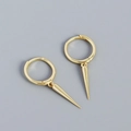 Minimalist S925 silver hoop earrings with gold-plated cone spike charms in a polished finish - 925 Silver / Gold Color (Pair)