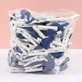 Mini mollette in legno bianco con decorazione a cuore blu in busta trasparente - Blu navy