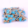Pack of 3cm mini wooden photo clips with light blue heart decoration in plastic bag - Sky Blue Heart