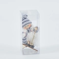 Filz-Schneemann-Anhänger mit grau gestreifter Mütze und Skiern für Weihnachtsbaumschmuck - Stil 13 (1 Stück - Graues Skifahrer-Mädchen)