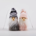Set of two Nordic felt Christmas gnomes with striped pink and grey knit hats - Style 3 (2 Pieces - Grey & Pink Long Beard Gnomes)