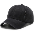 Classic washed black cotton baseball cap with silver rivets and DST logo detail - Adjustable / Black