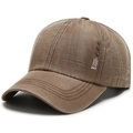 Dark brown washed cotton baseball cap with DST logo and side metal rivet accents - Adjustable / Brown