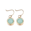 Elegant gold-plated hook earrings featuring round faceted light blue zircon stones - Mint Green (KE85789-K)