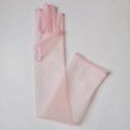 Elegante 70cm hellrosa Brauthandschuhe aus durchsichtigem Tüll für Hochzeiten - 55cm / Nute Rosa