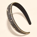 Sparkling rhinestone padded headband with silver and black crystals on a minimalist background - Black & Silver Rhinestone / Black