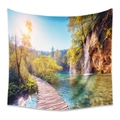 Bohemian forest waterfall tapestry wall hanging for living room and home decor - 73X95CM (Cross-border Brushed) / Waterfall Lake Walkway (GT110055)
