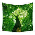 Bohemian forest tapestry featuring lush green canopy and deep brown tree trunk - 73x95cm (Brushed Fabric) / Forest Green Leaves Up-view (GT111012)
