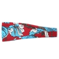 Elastic wide headband featuring red fabric with light blue floral pattern for yoga - Bold Red & Blue Floral