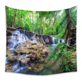 Bohemian tapestry featuring a lush tropical forest with tiered waterfalls and green trees - 73X95CM (Cross-border Brushed) / Tropical Terrace Waterfall (GT110046)