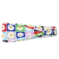 Elastic wide yoga headband featuring colorful checkered daisy print pattern - Colorful Daisy Checkerboard