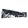 Wide printed yoga headband with black and white palm leaf pattern for sports - Black Grey White Tropical Leaf