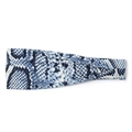 Elastic wide yoga headband featuring modern blue snakeskin pattern on white fabric - Navy White Snake
