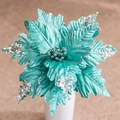25cm türkise Samt-Weihnachtsblume mit silbernen Pailletten für festliche Dekorationen - Rosa und Grün