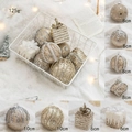 Champagne and gold glitter Christmas foam ornaments set in various shapes and sizes - Champagne Set 8 Pieces