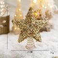 Golden sequined star Christmas tree topper with metal spring base, size 22x21cm - 20cm Gold Little Star
