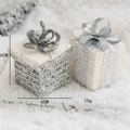 6cm Christmas gift box ornament in silver rhinestone and white glitter finish - Rhinestone And Sequin Gift Box Set (Style D)