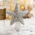 Silver sequined star tree topper with spring base for Christmas tree decoration - 20cm Silver Little Star