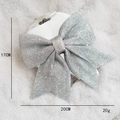 Sparkly silver glitter Christmas bow ornament 20x17cm for tree and festive window decoration - 17cm Silver Bow