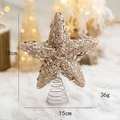 Golden glitter star tree topper with 18cm height and spiral base for Christmas tree - 15cm Champagne Little Star