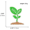 Green plant sprout enamel pin with 2.4cm height and 1.9cm width dimensions and weight - Green Seedling (A00744)