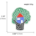 Cartoon treehouse enamel pin in green and red with size 1.18x0.99 inch dimensions - Creative Treehouse (A00742)