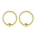 Dettaglio dell'anello al naso a spirale in acciaio inossidabile dorato con sfera lucida - Oro-6mm