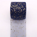 Dark blue tulle roll with golden star pattern for DIY hair bows and dress accessories - Dark Blue