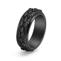 Bague rotative gothique en acier inoxydable noir avec motif de l'Œil de Dieu en relief - US 6 / Noir