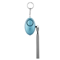 Blue personal safety alarm keychain with grey braided wrist strap for women - Lake Blue