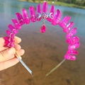 Detail of pink crystal crown featuring a silver crescent moon and pentagram pendant - Rose Red/Triple Moon/Rose Red Pendant