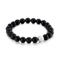 Minimalist 8mm matte black bead bracelet with a single white turquoise accent stone - Matte Black Agate Main Beads With White Accent(KB127538-Z)