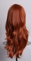 Reddish brown long curly synthetic wig with natural wavy texture and shiny finish - Brown