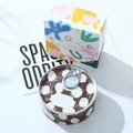 Close-up of 80g tin can scented candle with artistic colorful graffiti gift box - Chocolate