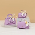 Lavender leather wedding gift box with ribbon bow and gold flower pendant decoration - Small / Hibiscus Purple