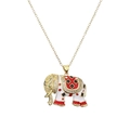 Collar con colgante de elefante dorado con esmalte blanco y circonitas brillantes - Blanco (CN001453CX)