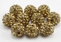 Macro view of champagne gold 10mm rhinestone clay beads for DIY jewelry making - 10mm / Gold (4)