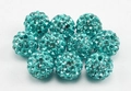 Macro shot of 10mm teal pave disco ball beads with micro rhinestones for DIY crafts - 10mm / Lake Blue (7)