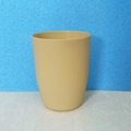 Minimalist beige plastic toothbrush cup on marble surface with blue background - 350ml / Orange Pink