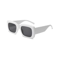 Lunettes de soleil rectangulaires rétro blanches avec monture épaisse et verres foncés - Monture Blanche Verres Gris