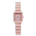 Lussuoso orologio quadrato da donna in oro rosa completamente tempestato di cristalli - Oro rosa