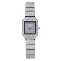 Orologio al quarzo quadrato argento da donna con pavé di strass su quadrante e cinturino - Argento